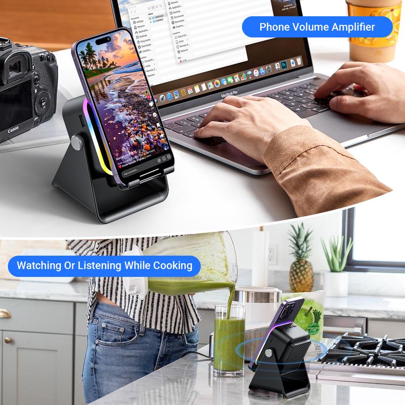 💎 5-IN-1 WIRELESS SPEAKER STAND! 💎 Induction Audio, Phone Holder & Ambient Light