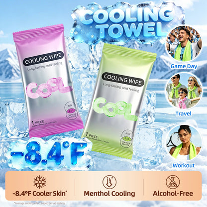 Calmsho Cooling Towels & XL Menthol Wipes | Instant Long-Lasting Summer Heat Relief