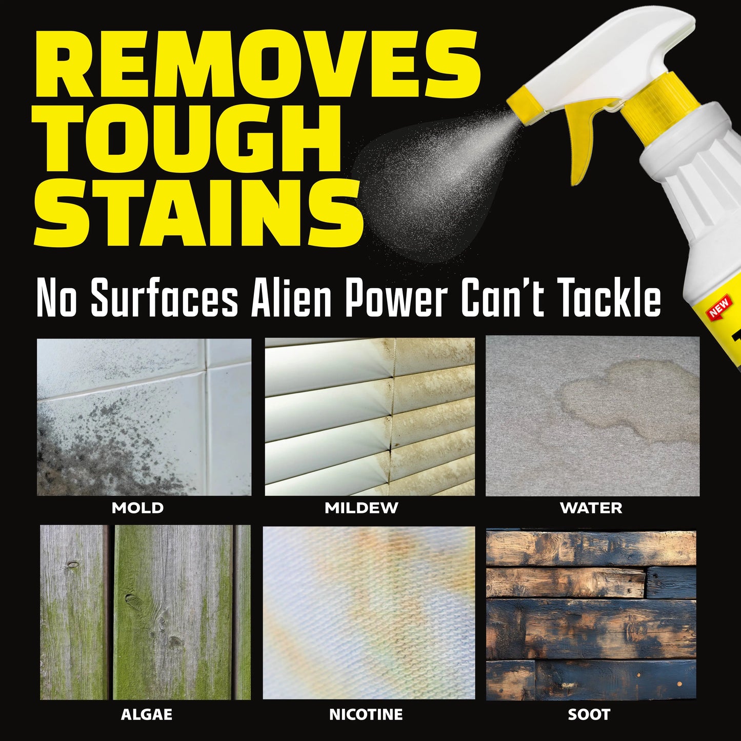 Heavy-Duty Industrial Stain Dissolver Spray, Instantly Remove Mold, Mildew & Tough Grime, Works Indoor & Outdoor for Brick, Driveway, Siding, Bathtubs, Fences, Ceilings, Sidewalks