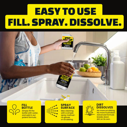 Heavy-Duty Industrial Stain Dissolver Spray, Instantly Remove Mold, Mildew & Tough Grime, Works Indoor & Outdoor for Brick, Driveway, Siding, Bathtubs, Fences, Ceilings, Sidewalks