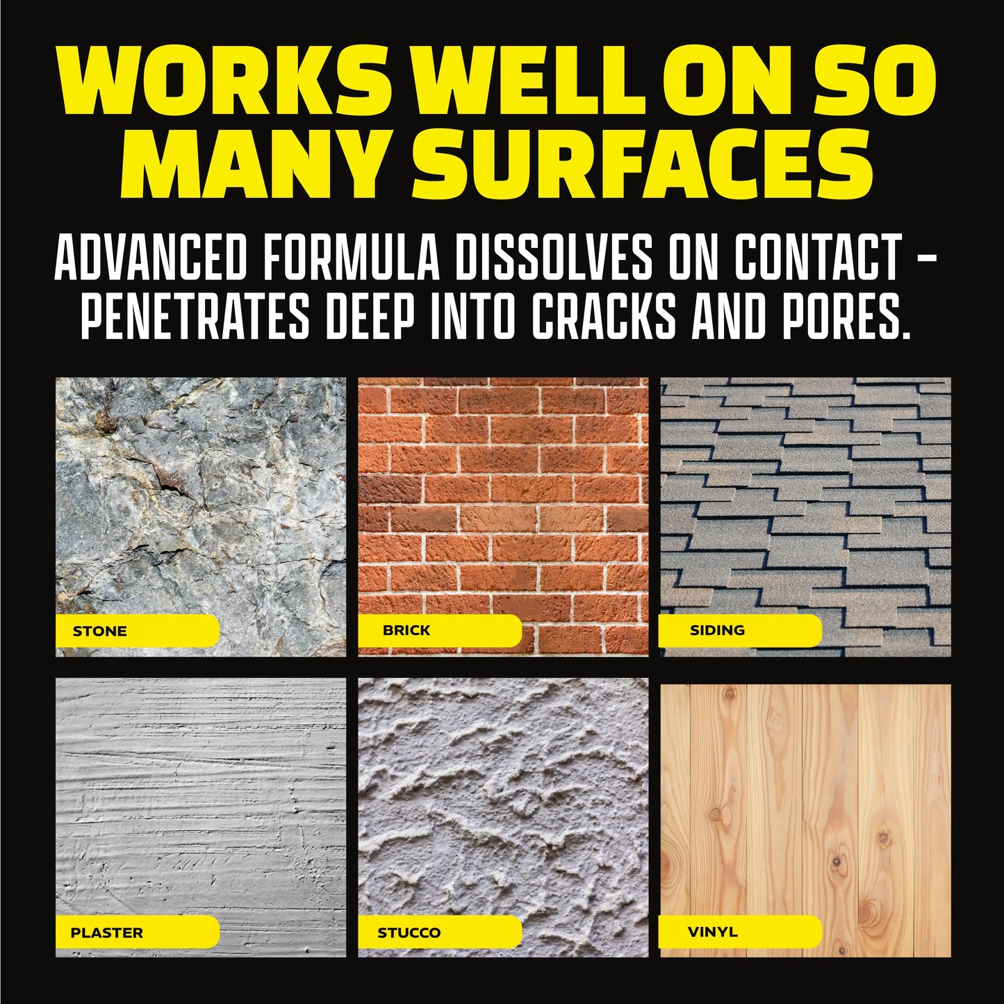 Heavy-Duty Industrial Stain Dissolver Spray, Instantly Remove Mold, Mildew & Tough Grime, Works Indoor & Outdoor for Brick, Driveway, Siding, Bathtubs, Fences, Ceilings, Sidewalks